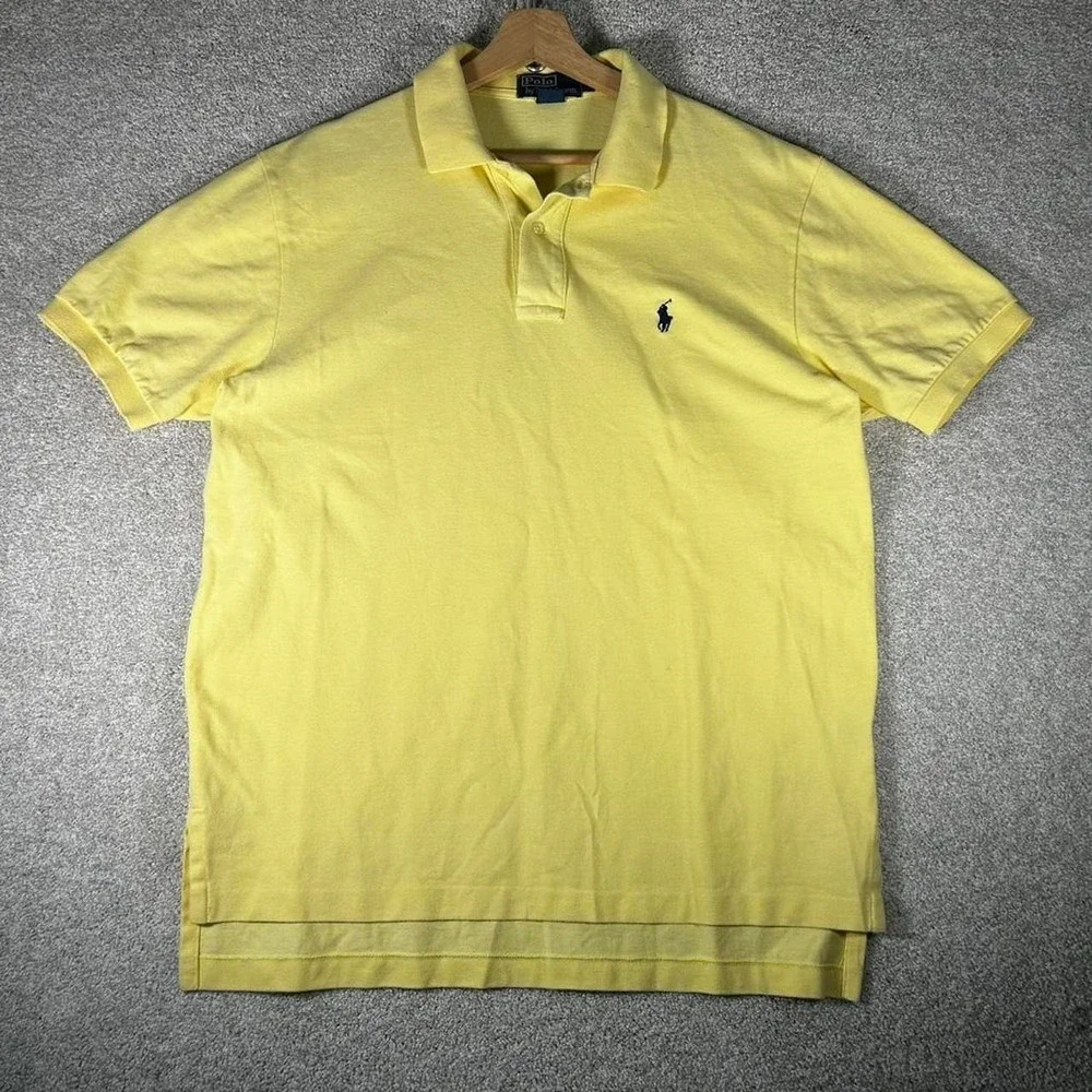 Men's vintage Polo Ralph Lauren yellow cotton polo shirt Size L